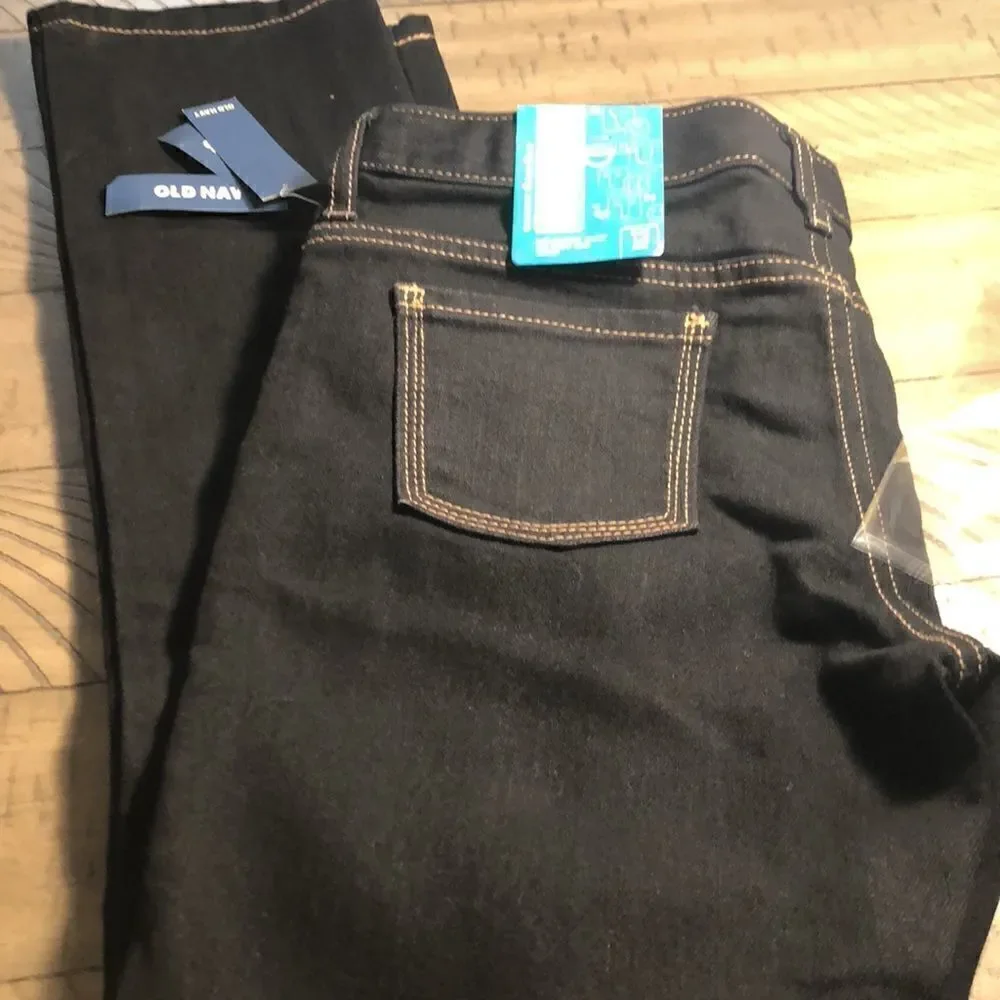NWT adjustable waist skinny denim jeans in dark wash by Old Navy. Girls 12+